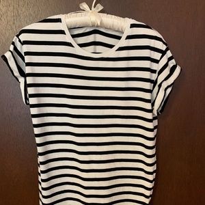 Size XS Black & White Stripe T-Shirt Dress H&M